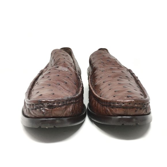 Men\'s Mezlan Platinum Cannes Loafers Shoes Size 12 Brown Full Ostrich Quill main image 6